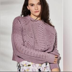 Happy x Nature by Kate Hudson Lavender Lilac Purple Knit Cropped Sweater Sz S